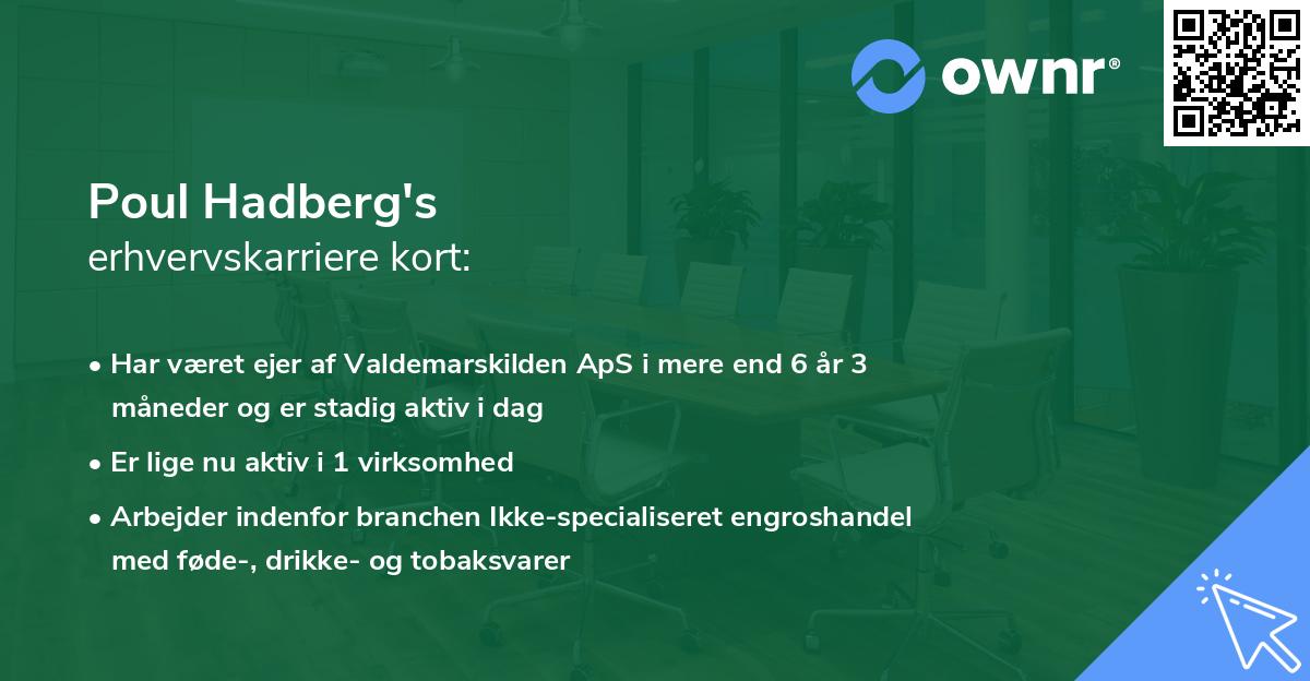 Poul Hadberg's erhvervskarriere kort