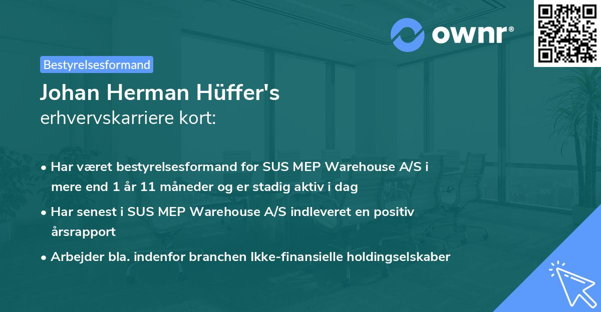 Johan Herman Hüffer's erhvervskarriere kort