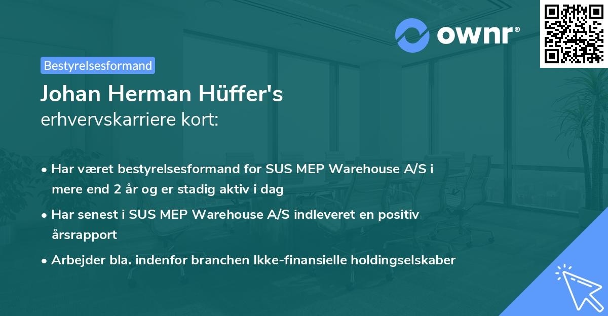 Johan Herman Hüffer's erhvervskarriere kort