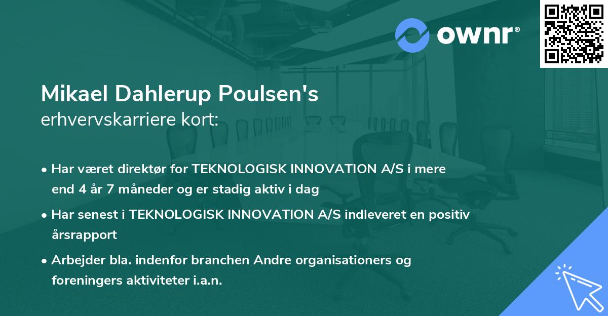 Mikael Dahlerup Poulsen's erhvervskarriere kort
