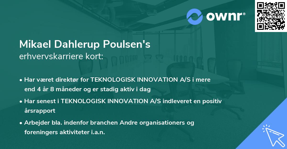 Mikael Dahlerup Poulsen's erhvervskarriere kort