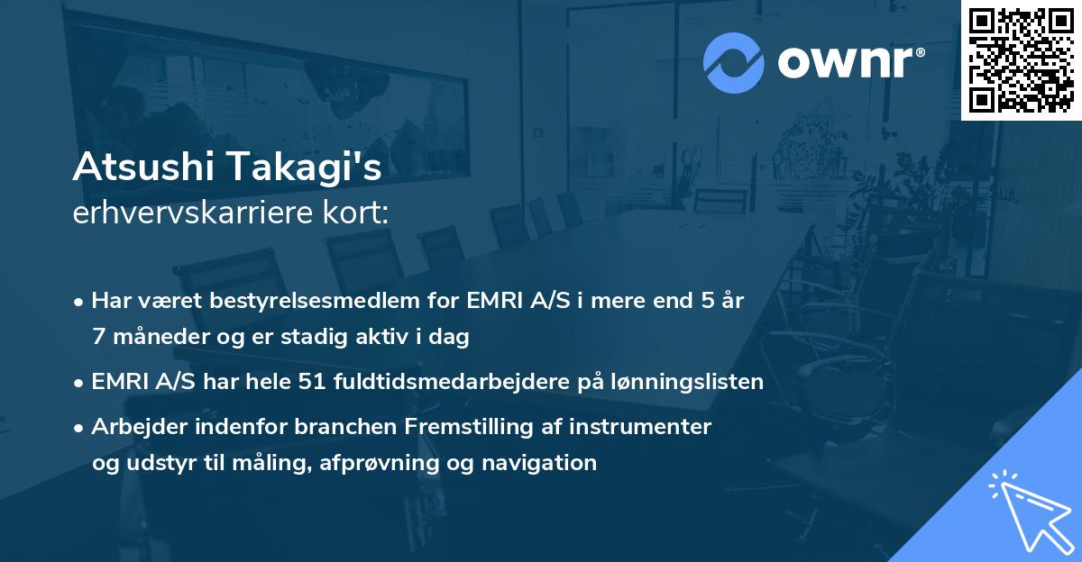 Atsushi Takagi's erhvervskarriere kort