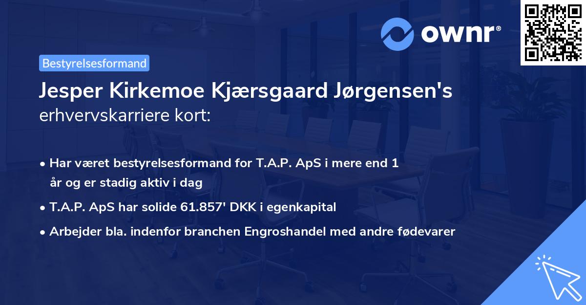 Jesper Kirkemoe Kjærsgaard Jørgensen's erhvervskarriere kort