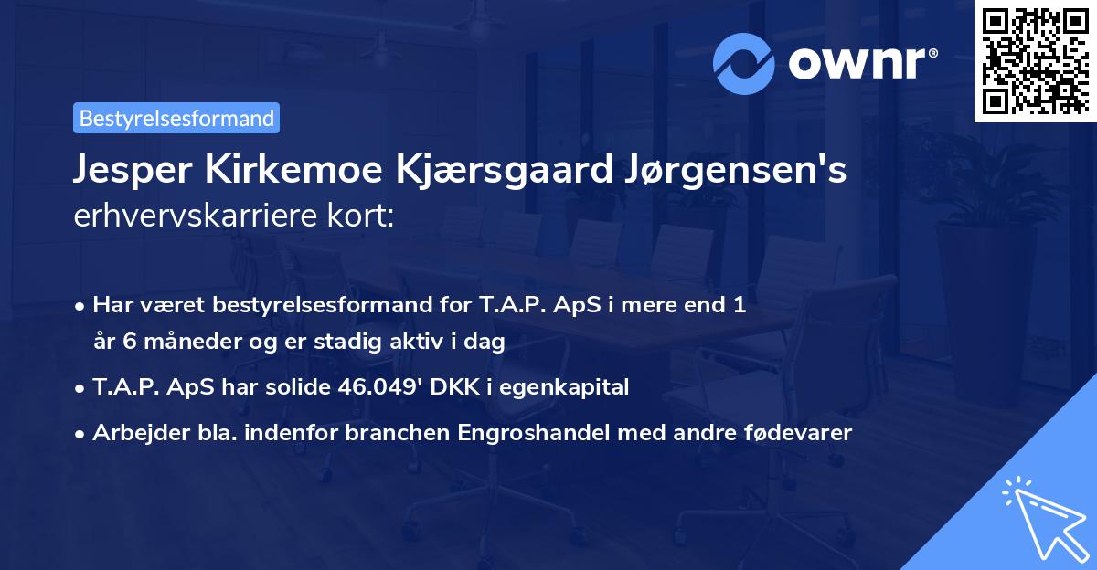 Jesper Kirkemoe Kjærsgaard Jørgensen's erhvervskarriere kort