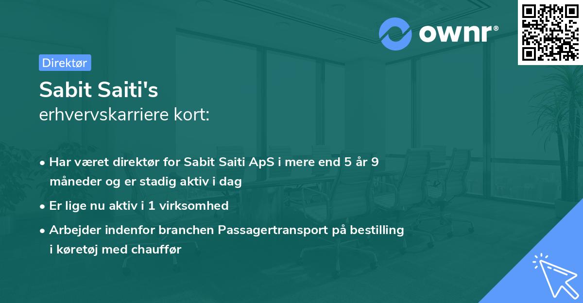 Sabit Saiti's erhvervskarriere kort