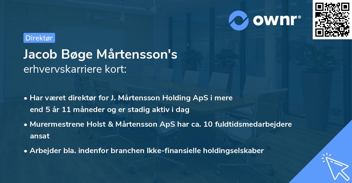 Jacob Bøge Mårtensson's erhvervskarriere kort