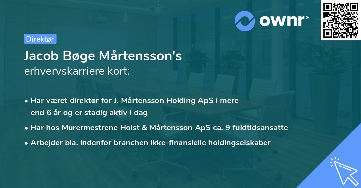 Jacob Bøge Mårtensson's erhvervskarriere kort