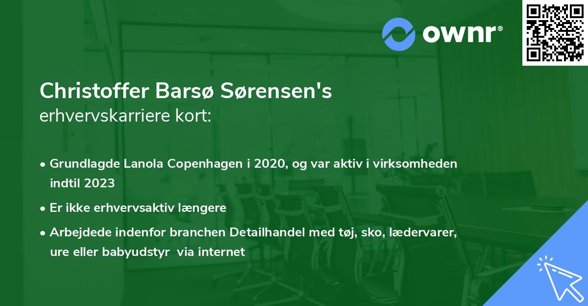 Christoffer Barsø Sørensen's erhvervskarriere kort
