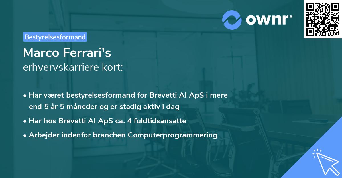 Marco Ferrari's erhvervskarriere kort