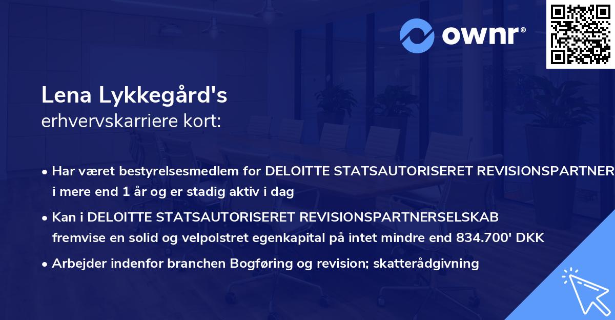 Lena Lykkegård's erhvervskarriere kort
