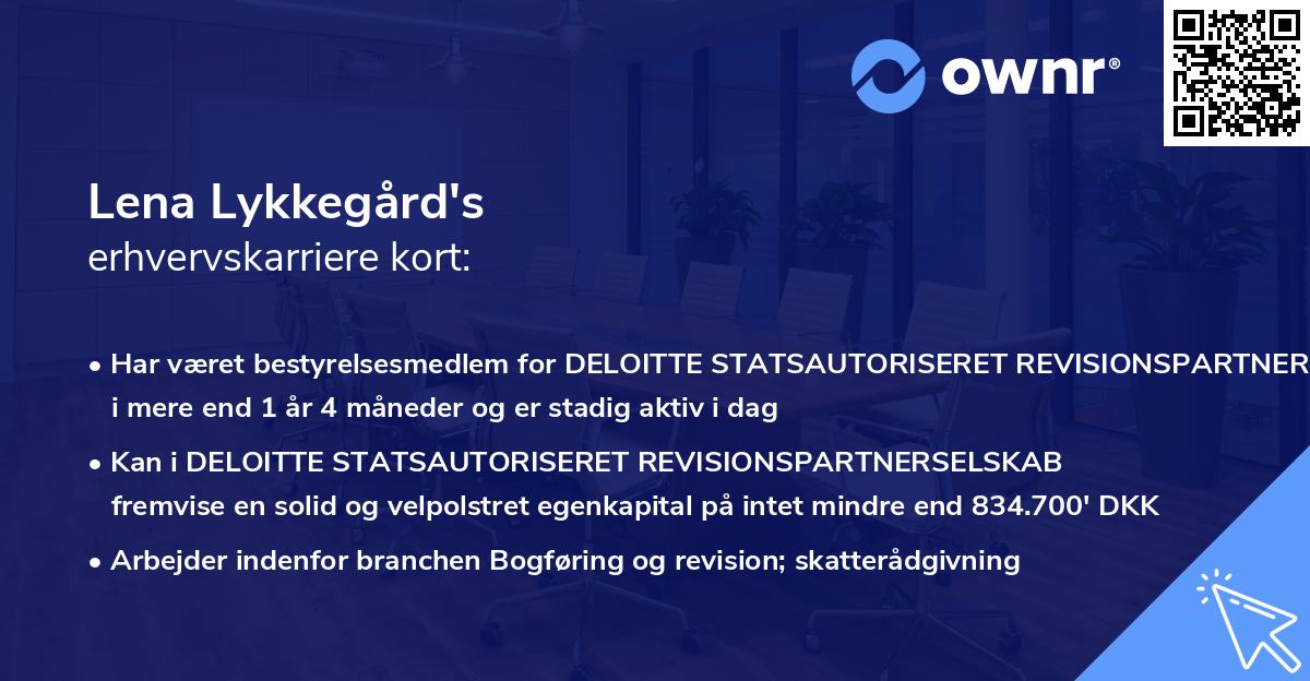 Lena Lykkegård's erhvervskarriere kort