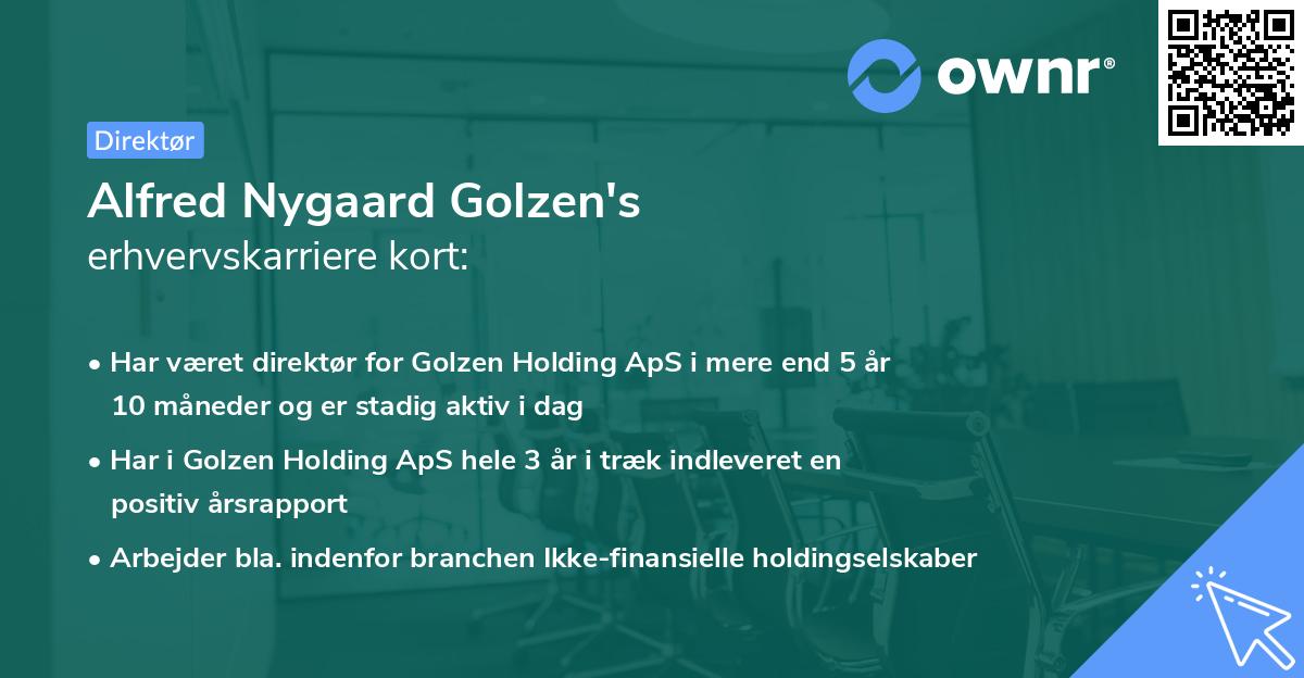 Alfred Nygaard Golzen's erhvervskarriere kort