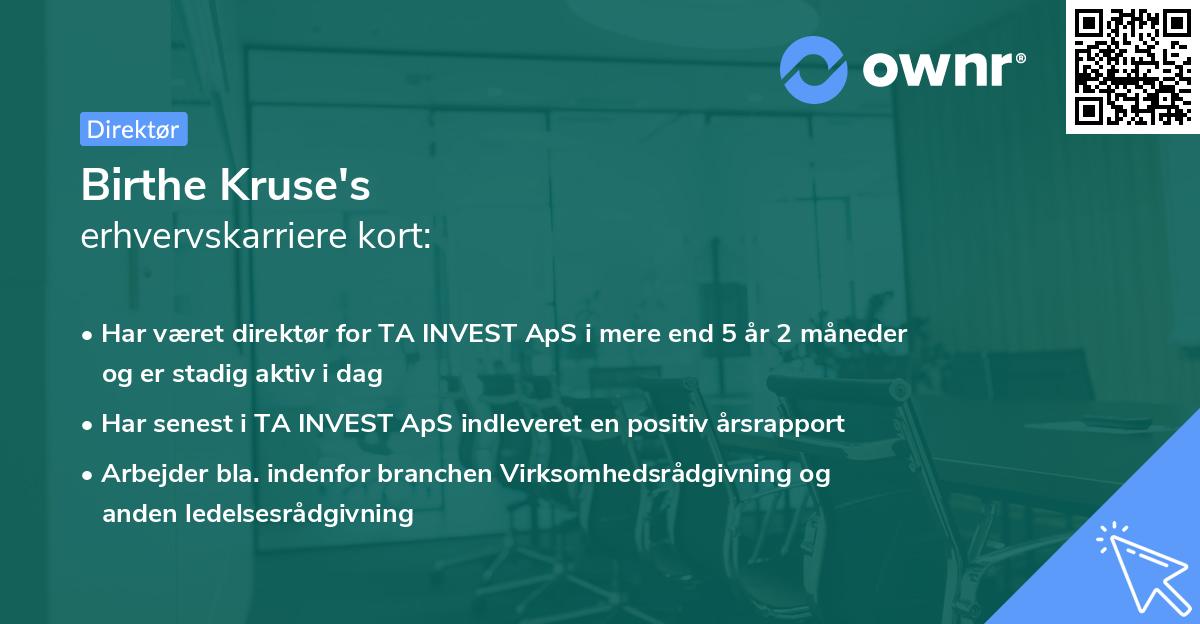 Birthe Kruse's erhvervskarriere kort