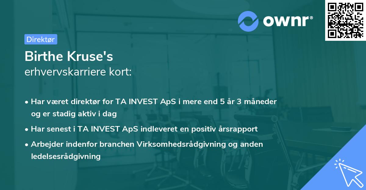 Birthe Kruse's erhvervskarriere kort