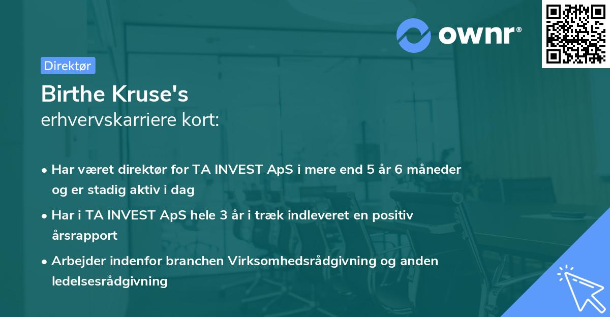 Birthe Kruse's erhvervskarriere kort