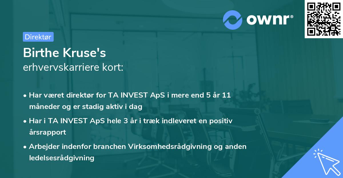 Birthe Kruse's erhvervskarriere kort