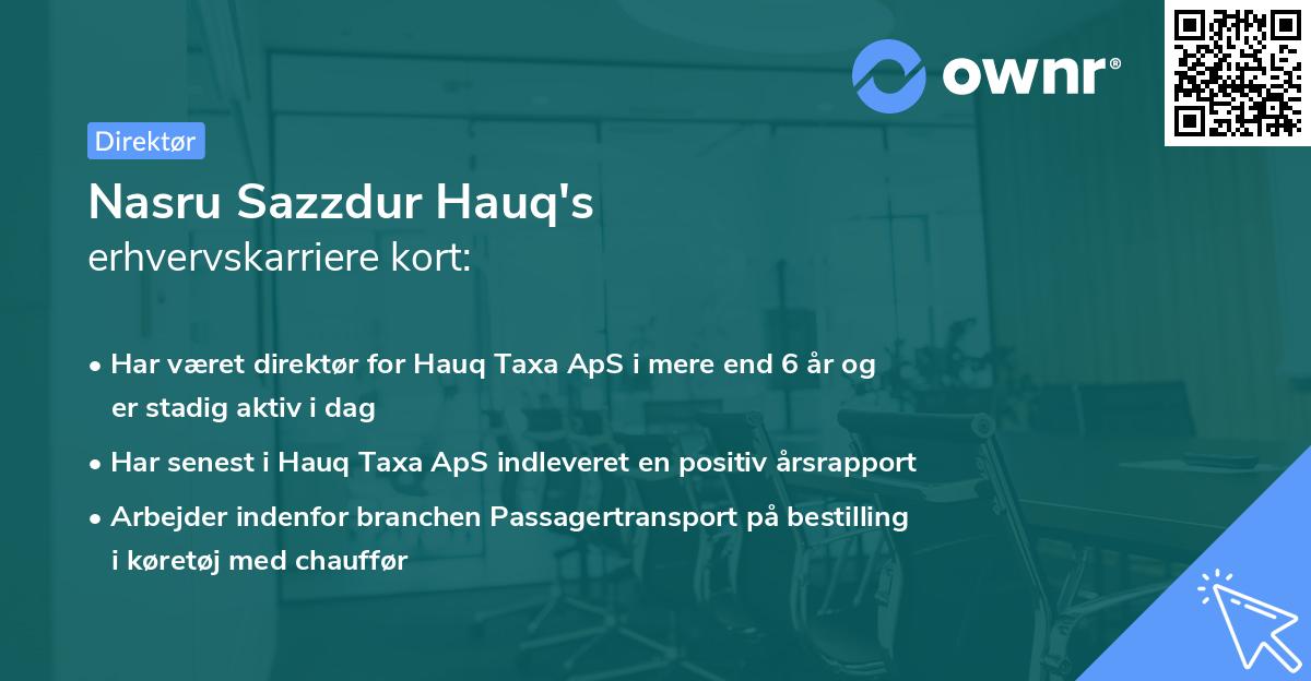 Nasru Sazzdur Hauq's erhvervskarriere kort