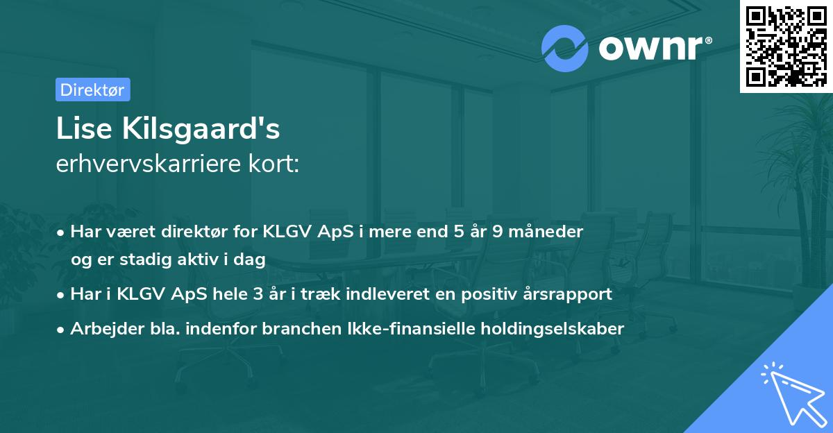 Lise Kilsgaard's erhvervskarriere kort