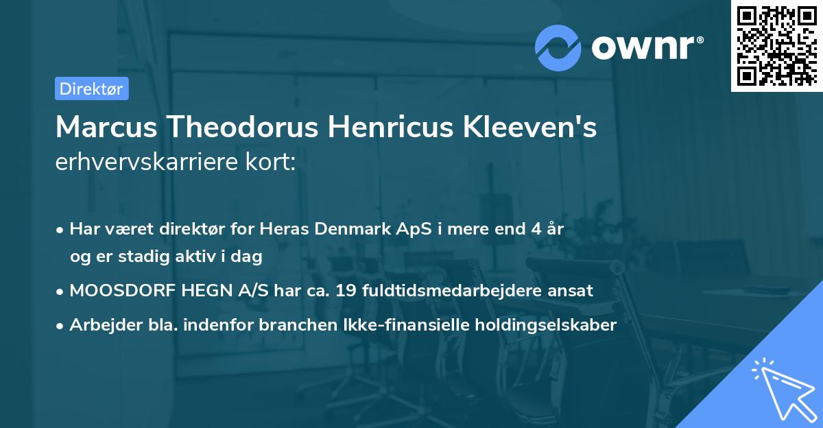 Marcus Theodorus Henricus Kleeven's erhvervskarriere kort