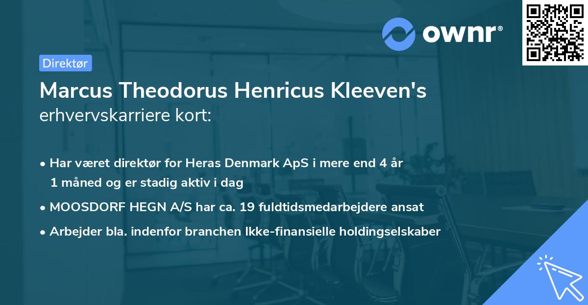 Marcus Theodorus Henricus Kleeven's erhvervskarriere kort