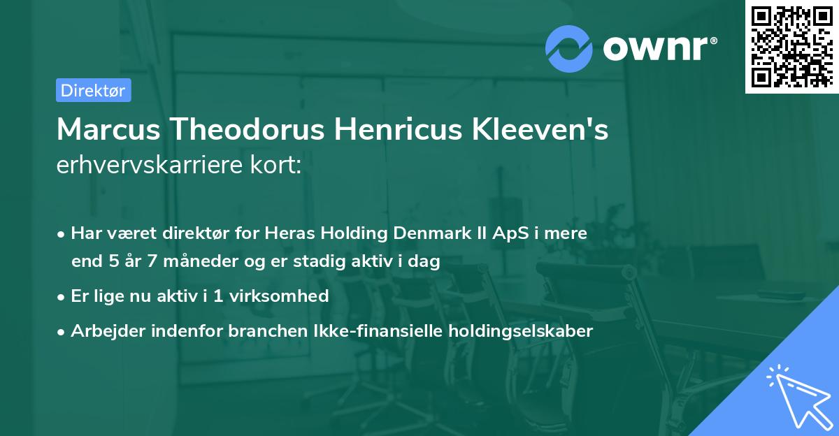 Marcus Theodorus Henricus Kleeven's erhvervskarriere kort