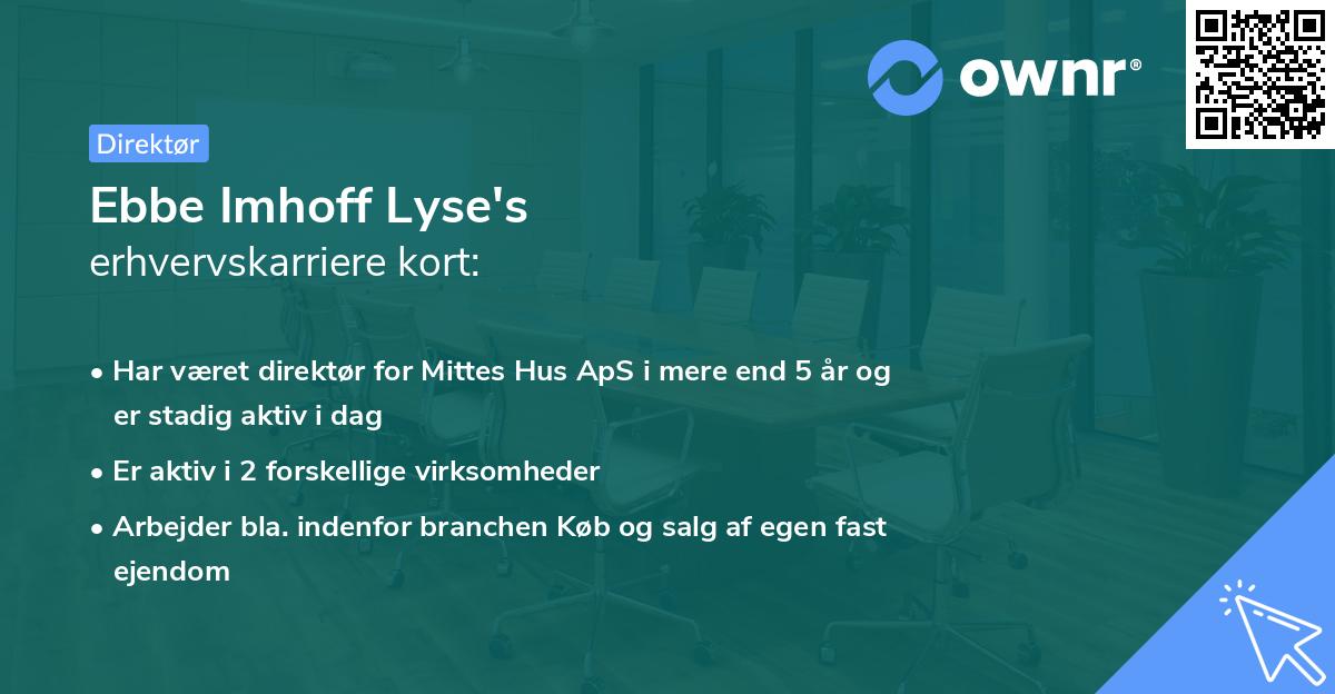Ebbe Imhoff Lyse's erhvervskarriere kort
