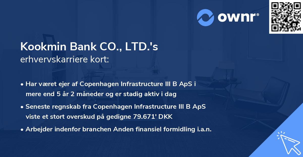 Kookmin Bank CO., LTD.'s erhvervskarriere kort