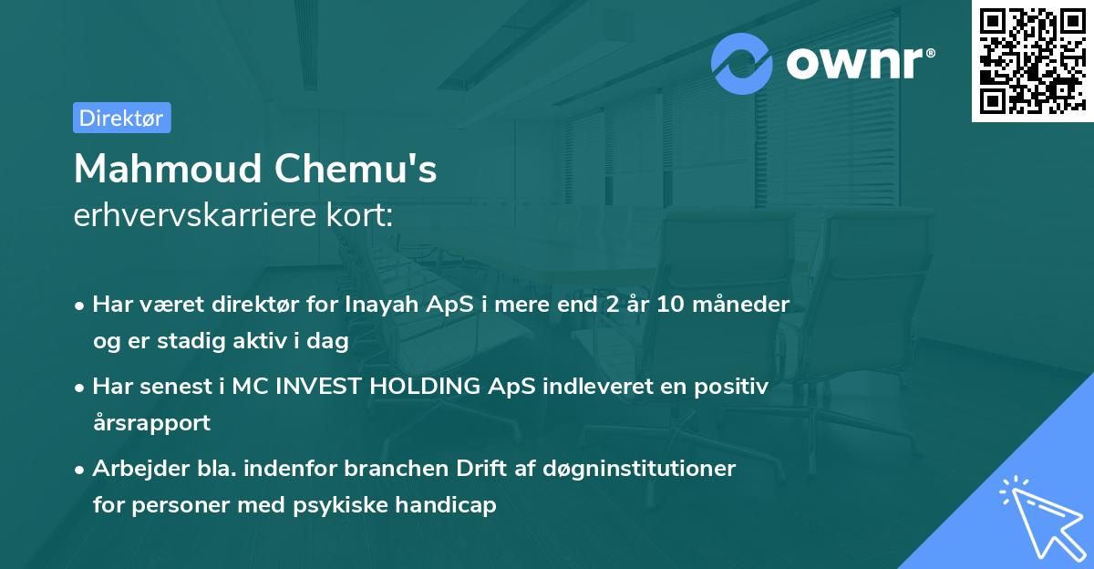 Mahmoud Chemu's erhvervskarriere kort