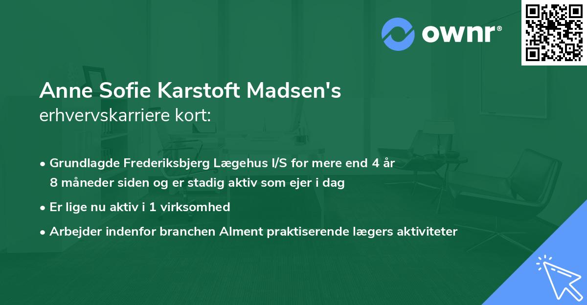 Anne Sofie Karstoft Madsen's erhvervskarriere kort