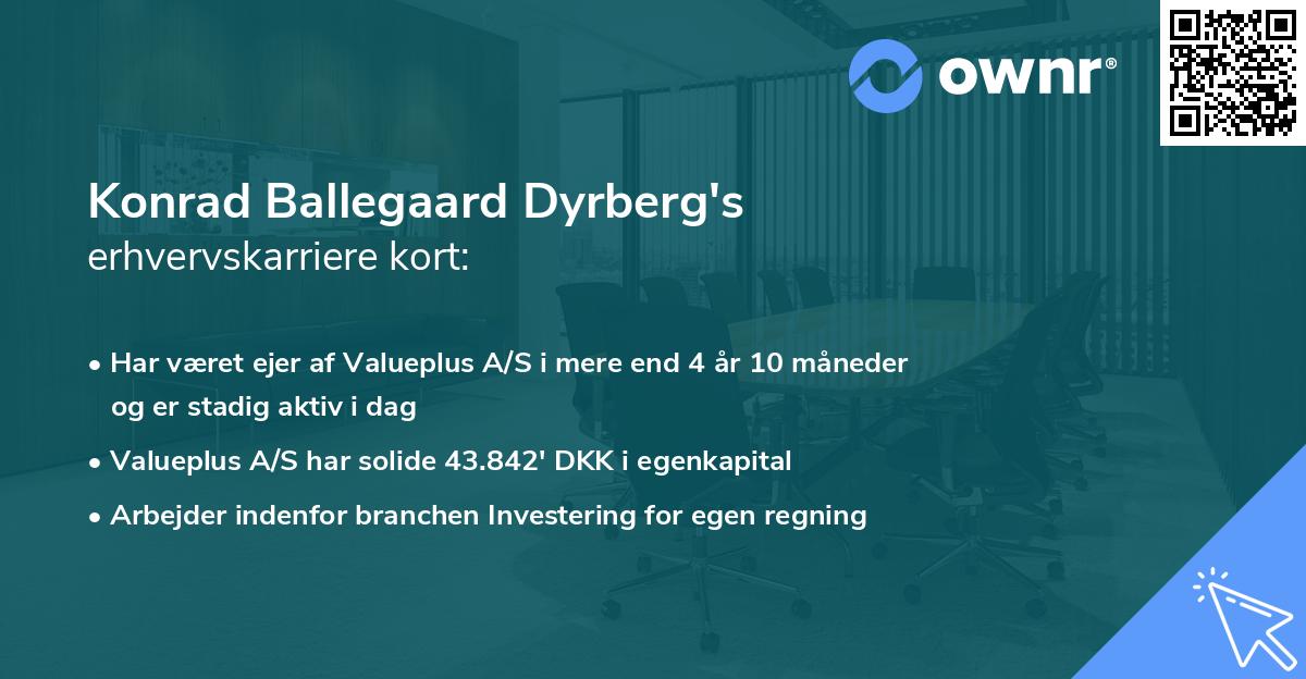 Konrad Ballegaard Dyrberg's erhvervskarriere kort