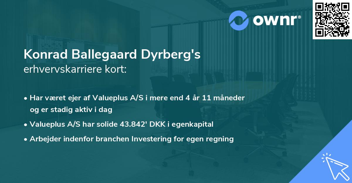 Konrad Ballegaard Dyrberg's erhvervskarriere kort