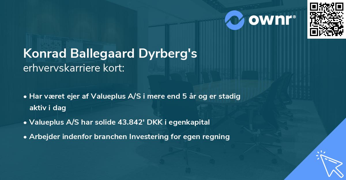 Konrad Ballegaard Dyrberg's erhvervskarriere kort