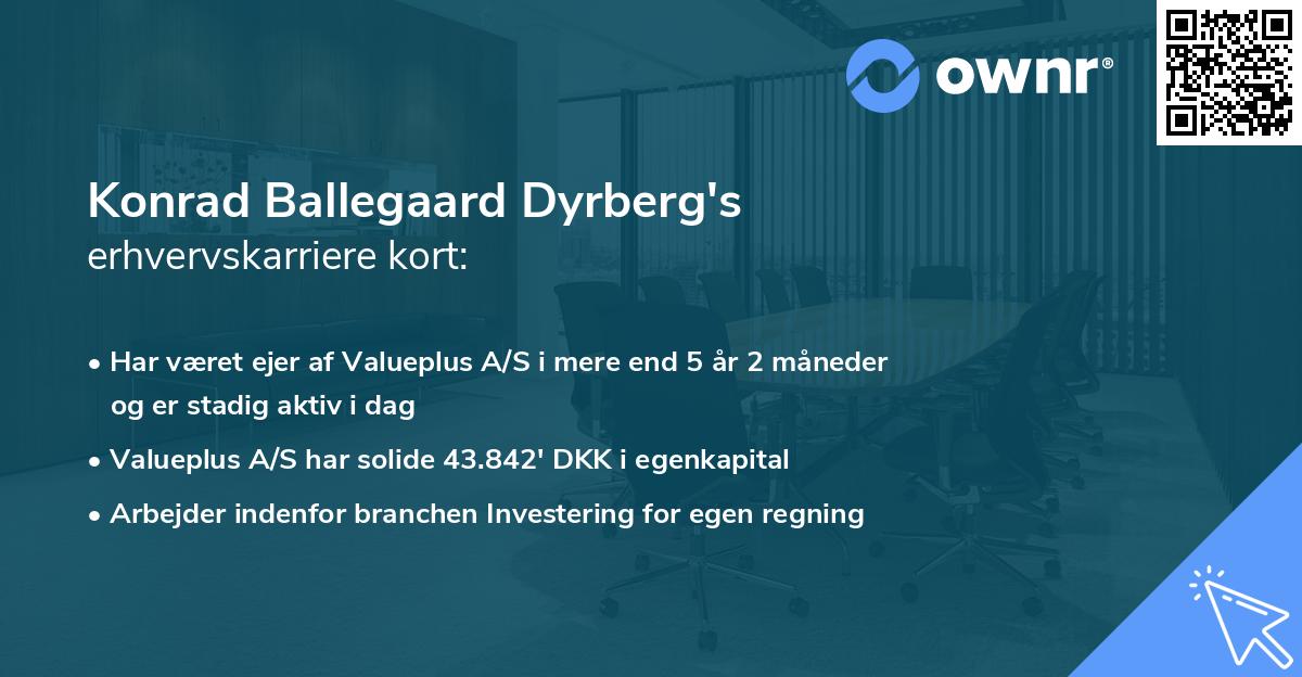 Konrad Ballegaard Dyrberg's erhvervskarriere kort