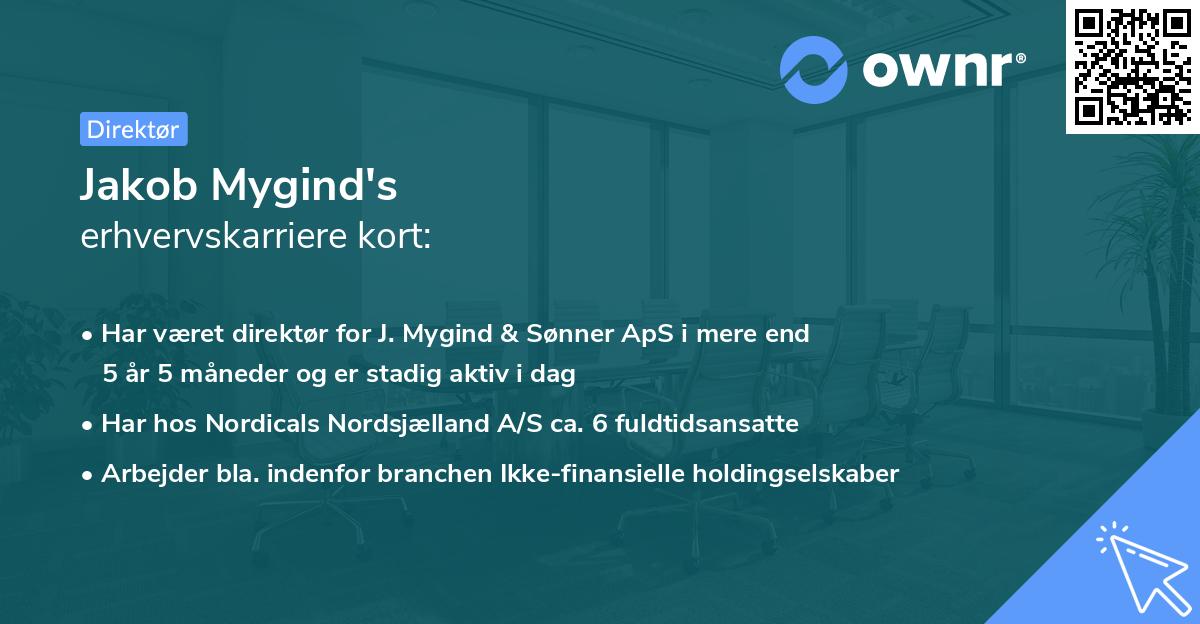 Jakob Mygind's erhvervskarriere kort