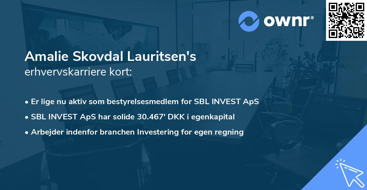 Amalie Skovdal Lauritsen's erhvervskarriere kort