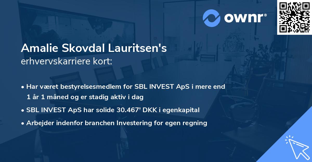 Amalie Skovdal Lauritsen's erhvervskarriere kort