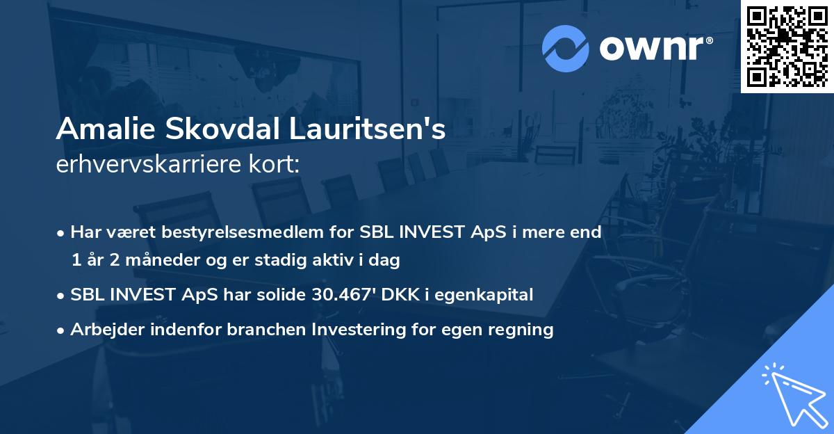 Amalie Skovdal Lauritsen's erhvervskarriere kort