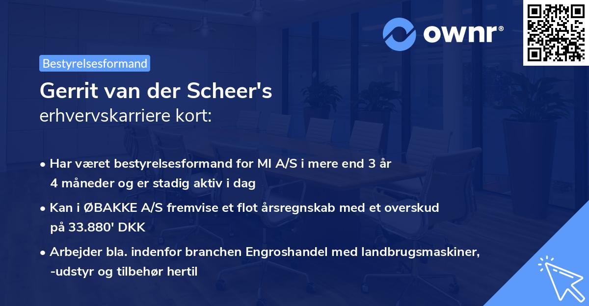 Gerrit van der Scheer's erhvervskarriere kort