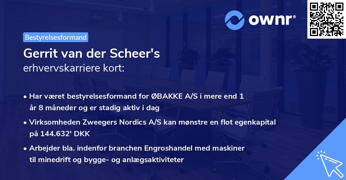 Gerrit van der Scheer's erhvervskarriere kort