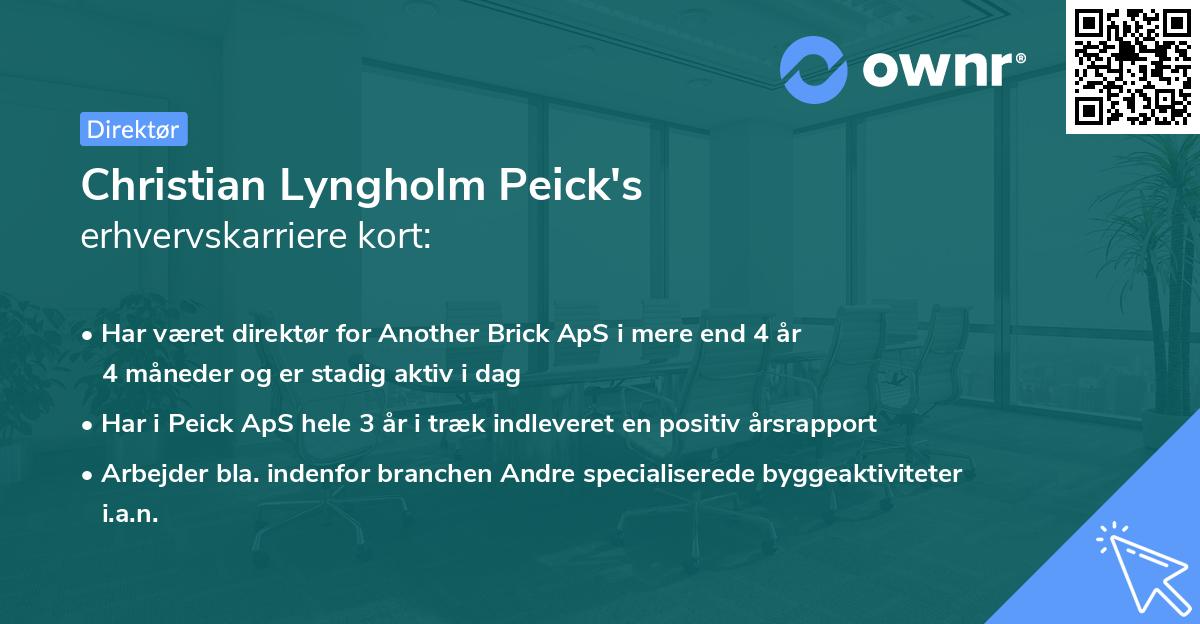 Christian Lyngholm Peick's erhvervskarriere kort