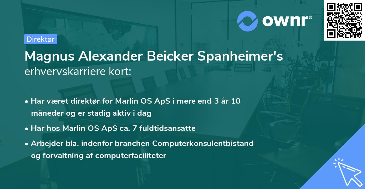 Magnus Alexander Beicker Spanheimer's erhvervskarriere kort