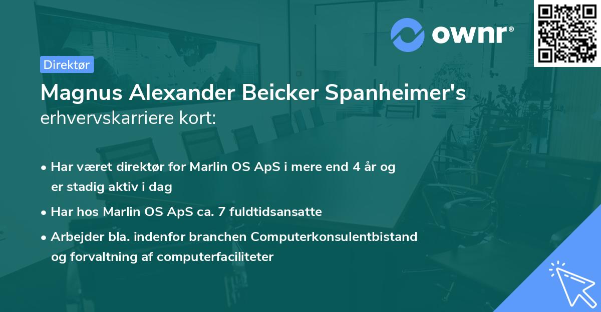 Magnus Alexander Beicker Spanheimer's erhvervskarriere kort