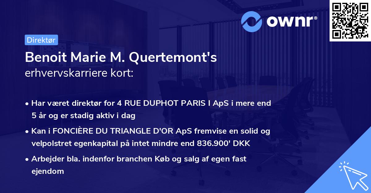 Benoit Marie M. Quertemont's erhvervskarriere kort
