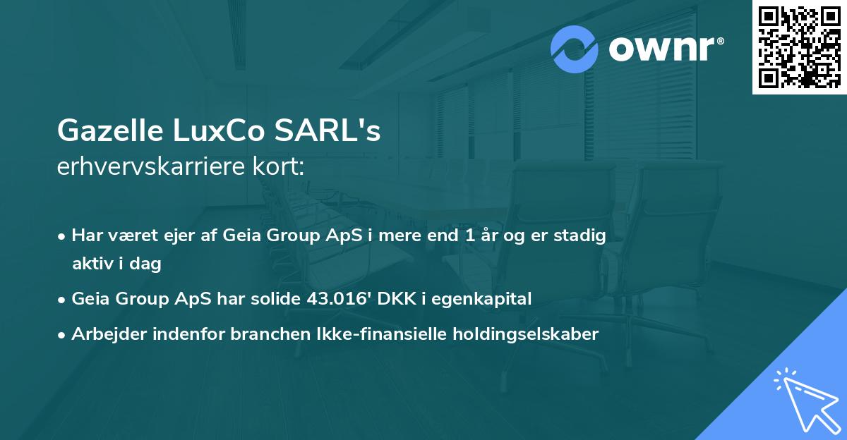 Gazelle LuxCo SARL's erhvervskarriere kort