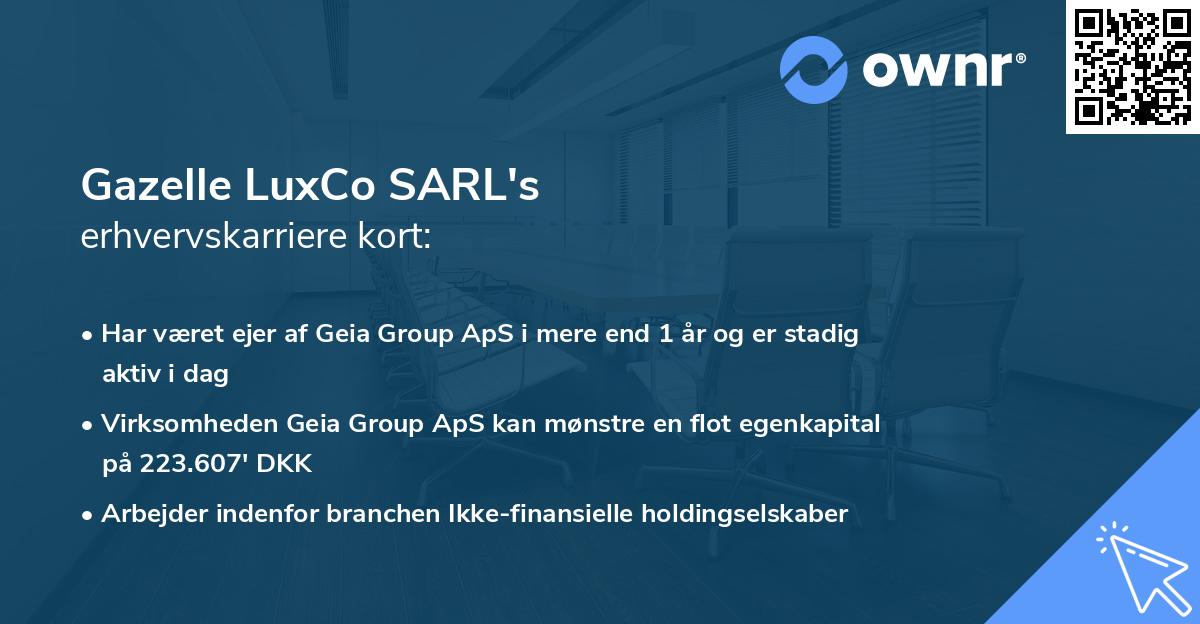 Gazelle LuxCo SARL's erhvervskarriere kort