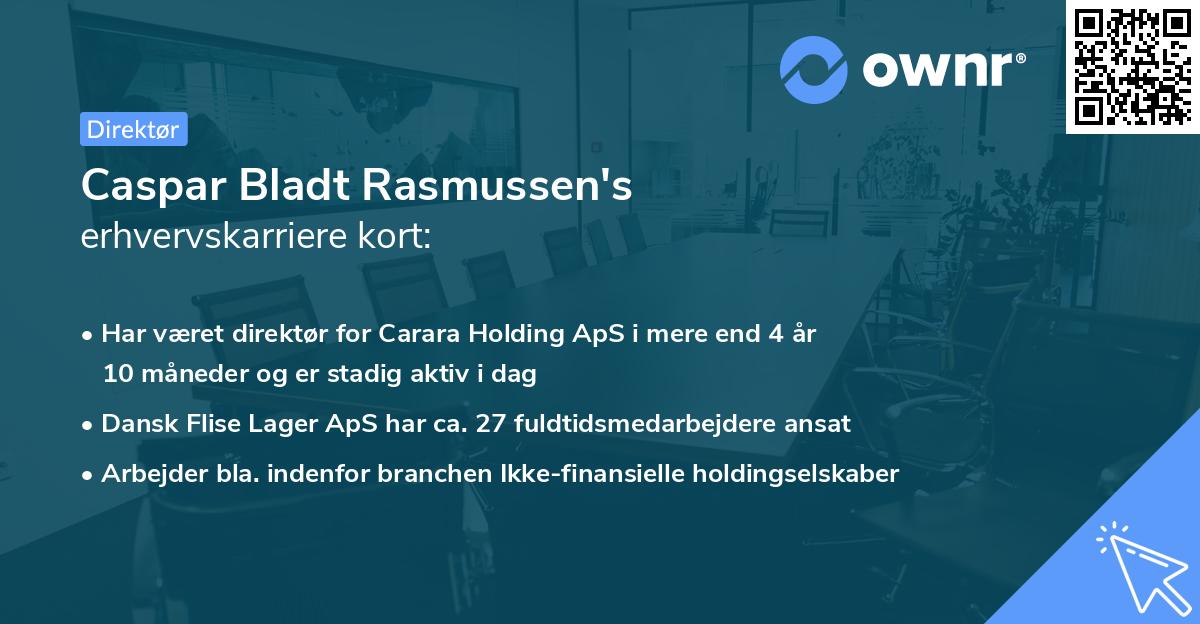 Caspar Bladt Rasmussen's erhvervskarriere kort