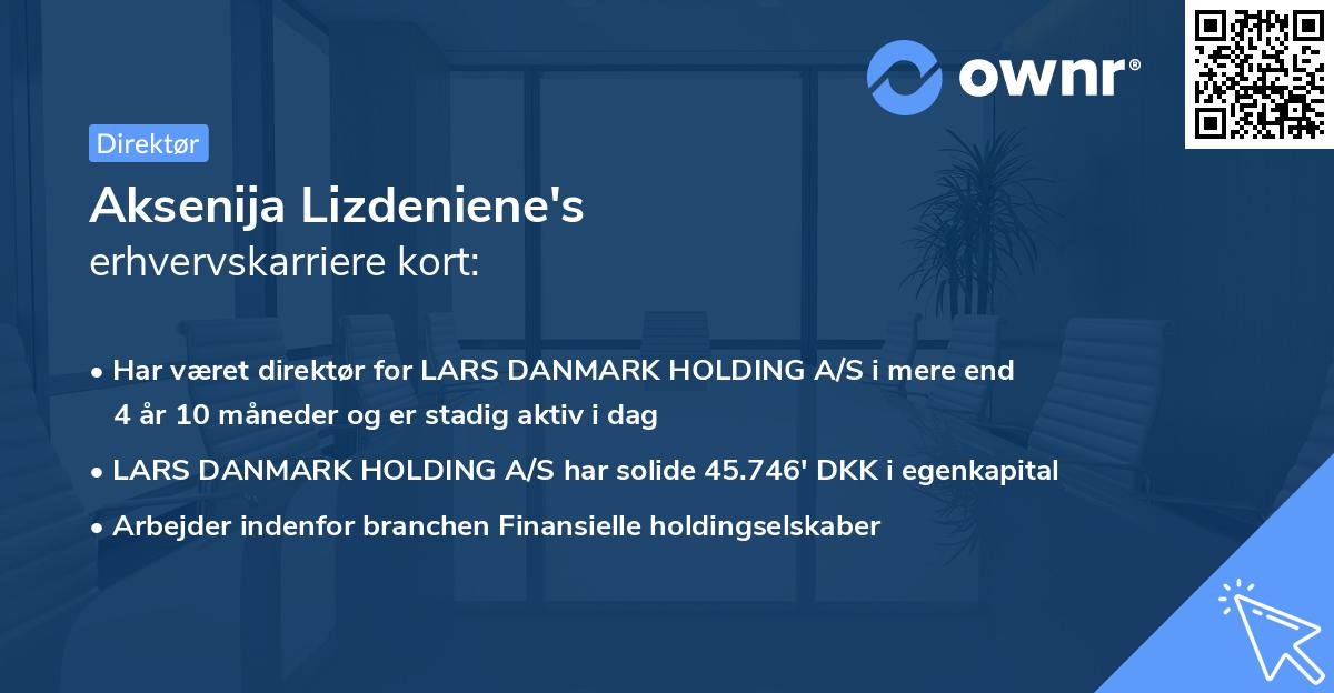 Aksenija Lizdeniene's erhvervskarriere kort