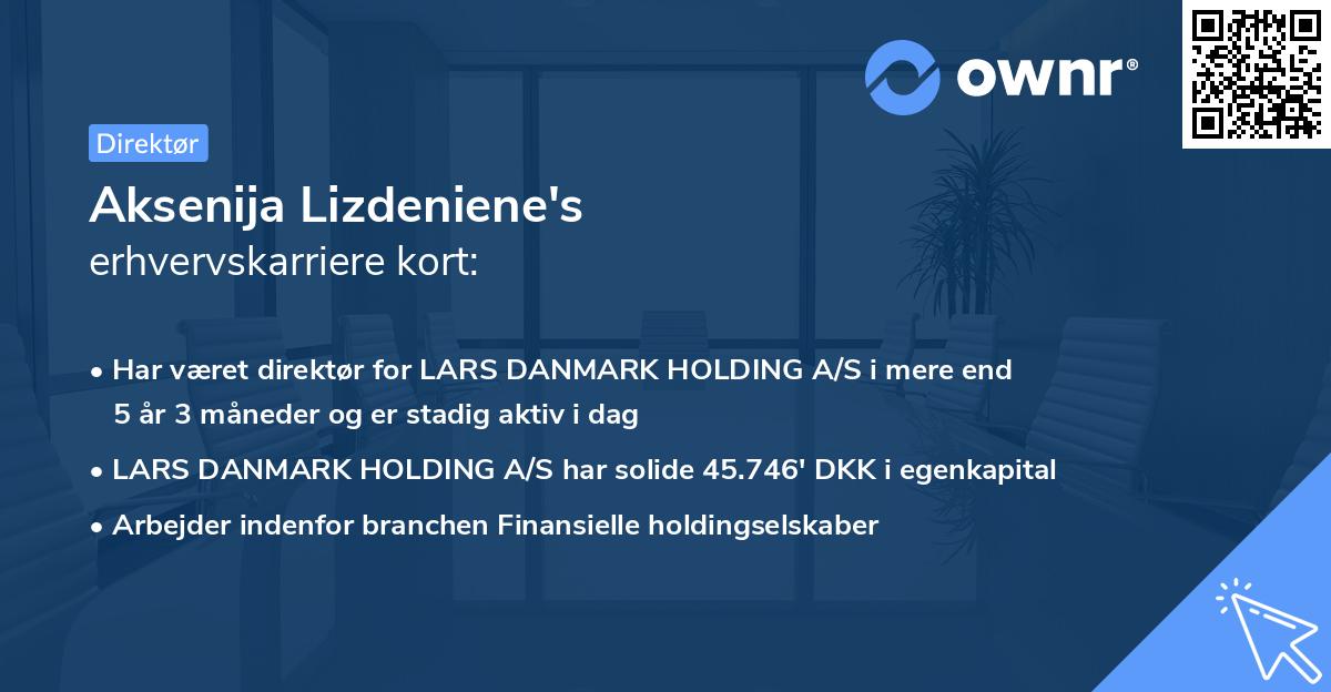 Aksenija Lizdeniene's erhvervskarriere kort