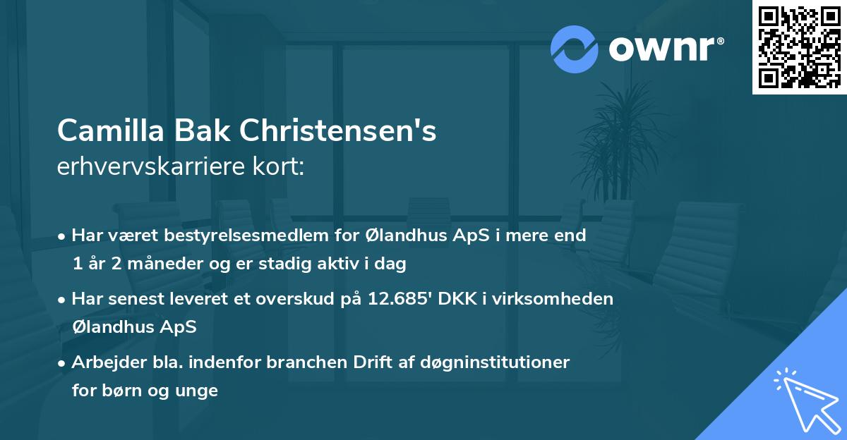 Camilla Bak Christensen's erhvervskarriere kort