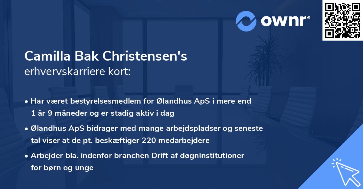 Camilla Bak Christensen's erhvervskarriere kort
